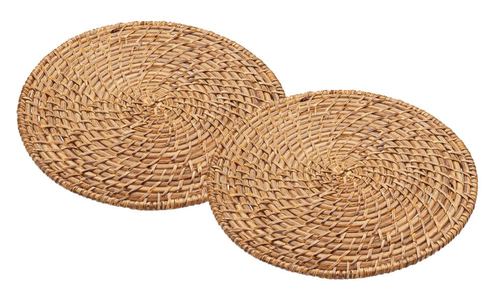 Artesa Bamboo Rattan Placemats, Brown, 28 cm, Set of 2, 11" Diameter