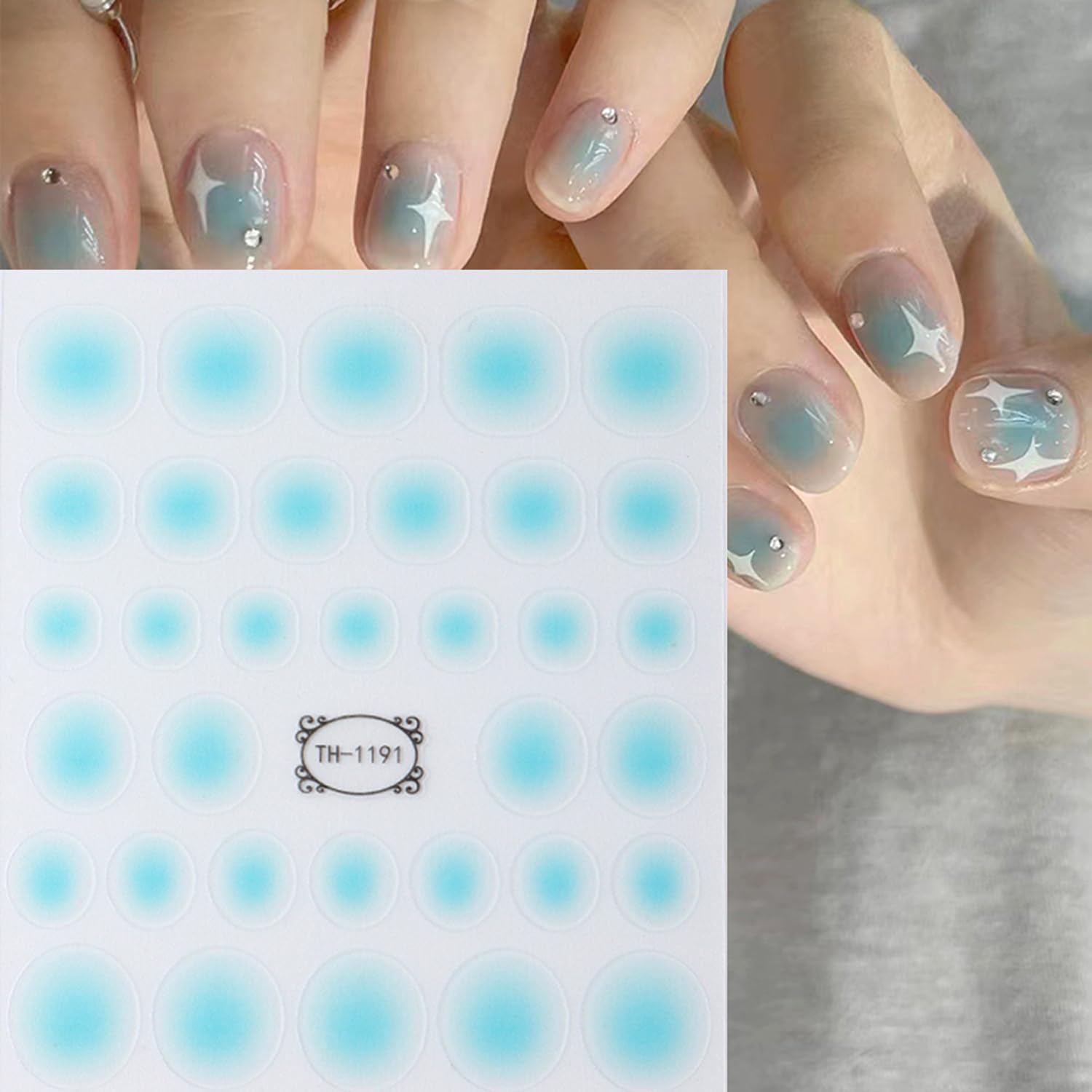 8 Sheets Colorful Gradient Nail Art Stickers Decals 3D Self-Adhesive Fashion Blush Nail Sticker Ombre Nail Decals Supplies Set for Natural Fingernails Manicure Decorations Acrylic Nails Accessories - Image 3