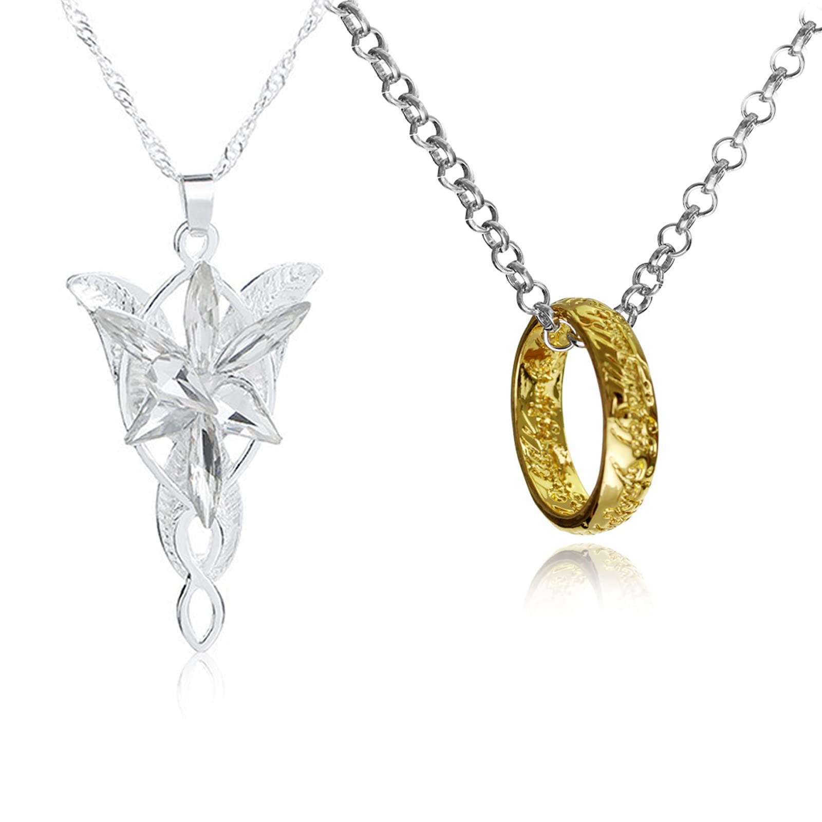 YouU 2 pcs Cosplay Elf Costume Jewelry Fashion Ring Pendant Arvven Evening Star Necklace for Women