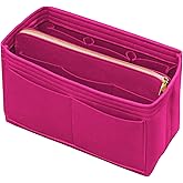 DailyPlus Purse Organizer Insert with Zipper Felt Bag Organizer Handbag Organizer Insert Bag in Bag Organizer with Key Chain for Tote Purse Bag Rose XLarge