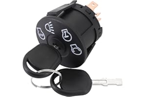 Tektall Starter Ignition Switch w/Keys for John Deere L100 L105 L107 L108 L110 L111 L118 L120 L130 125 135 145 155c 190c G110 Tractor Riding Mowers - 4 Key Positions w/Headlight - Free Carabiner