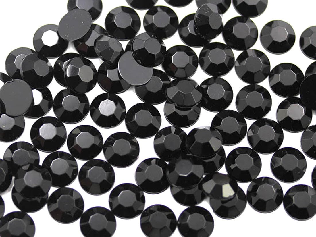 Allstarco 1000PCS 4.5-5mm SS20 Jet Black .JT Acrylic Flat Back Rhinestones for Jewelry Making and Face Painting Card Making Embelishments Plastic Crafts Gems — image 1