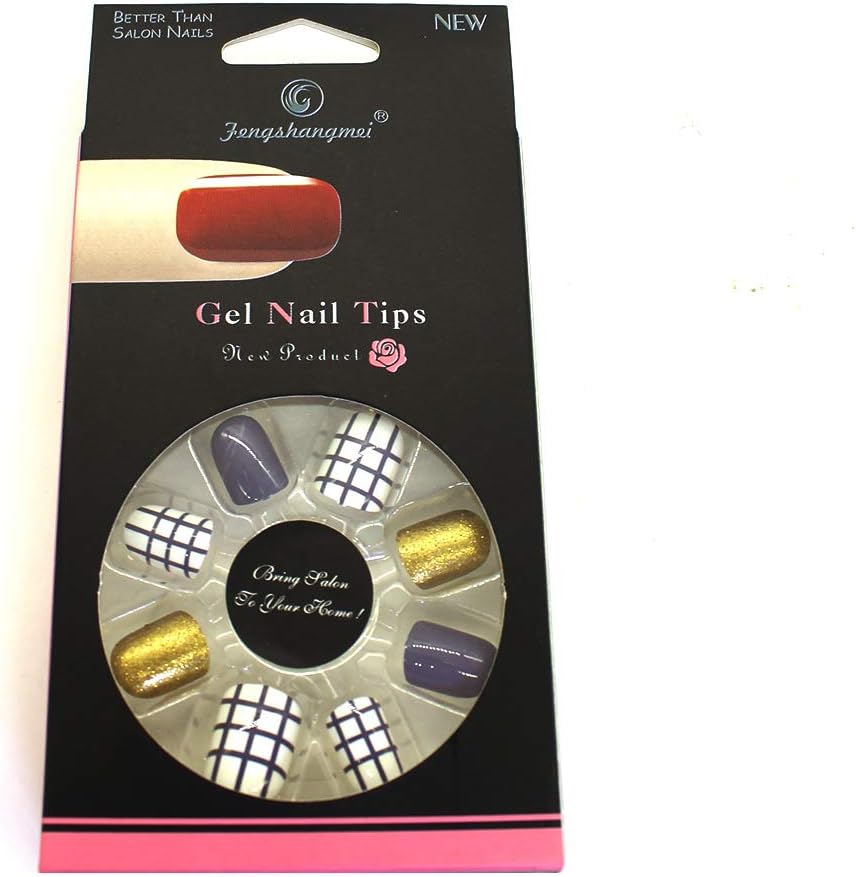 FLAWISH 12Pcs Artificial False Nails Acrylic Gel Nail Tips Press On Nails for Women Girls