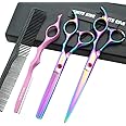 7.0 Inches Professional hair cutting thinning scissors set with razor (Rainbow)