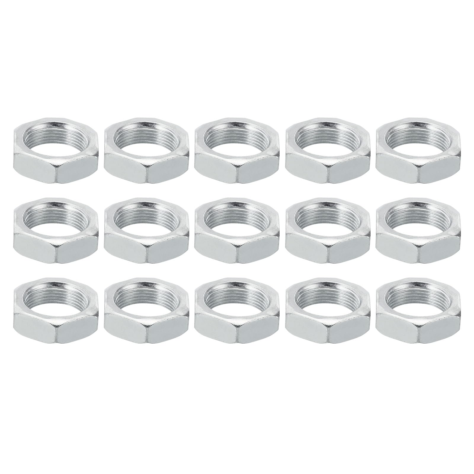 PATIKIL M18x1.0 Steel Hex Nuts, 15 Pack Metric Thread Zinc Plated Finished Hardware Nuts Screw Bolt Fasteners for Lamps Machinery Repair 8mm Height