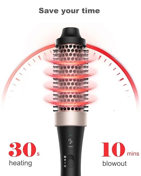 IONIC THERMAL BRUSH,1.5 INCH,VOLUME BLOWOUT STYLING,DUAL VOLTAGE,30S FAST HEATED CURLING IRON BRUSH