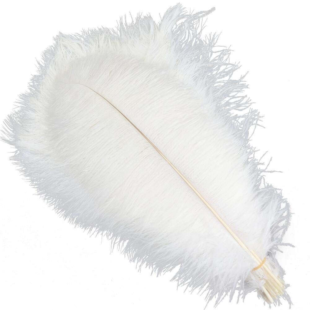Sowder 5pcs Ostrich Feathers 16-18inch(40-45cm) for Home Wedding Decoration(white)