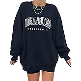 DOOLECK Women's Graphic Sweatshirts Oversized Long Sleeve Cute Los Angeles Loose Crewneck Pullover Sweatshirt