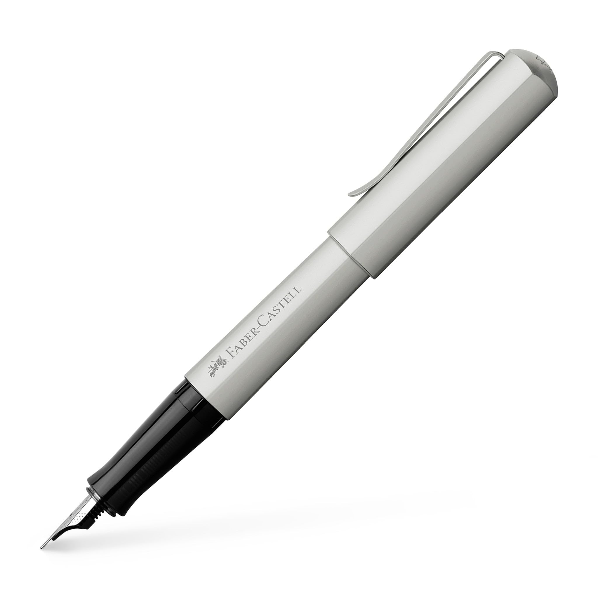Faber-Castell Hexo 150590 Fountain Pen, Nib Width M, Matte Silver, Pack of 1