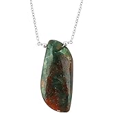 Natural K2 Jasper Gemstones Pendant Necklace Fancy Shape Crystals Necklace Handmade Jewelry Unique Fashion Jewelry For Women Adjustable Black Chain 18inch