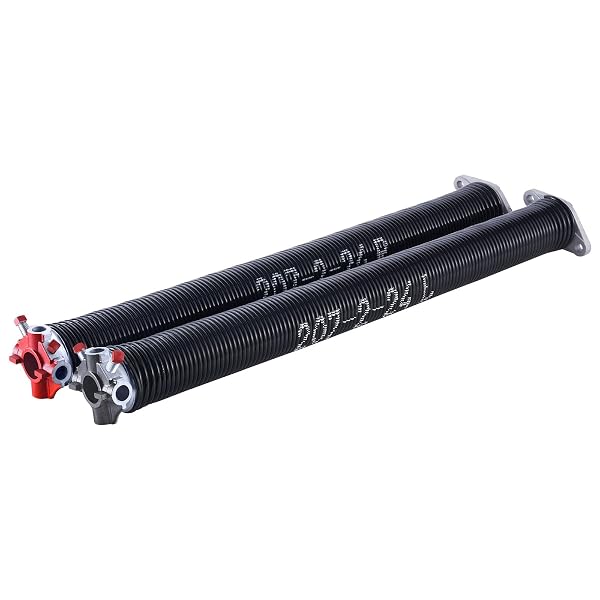 VEVOR GARAGE DOOR TORSION SPRINGS, PAIR OF 0.207 X 2 X 24 IN, 16000 CYCLES, ELECTROPHORESIS BLACK COATED FOR REPLACEMENT, GARAGE DOOR SPRINGS WITH NON-SLIP WINDING BARS, GLOVES AND MOUNTING WRENCH