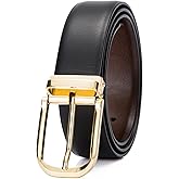 Ousenweiya Mens Belts Leather Reversible 1.25" Black Dress Belt for Men