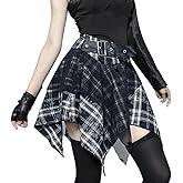 High Waist Pleated Skirts for Women Asymmetrical Y2k Gothic Grunge Plaid Vintage Punk Tiered Mini Skirt