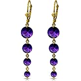 14k Yellow Gold Chandelier Earrings with Natural Amethysts