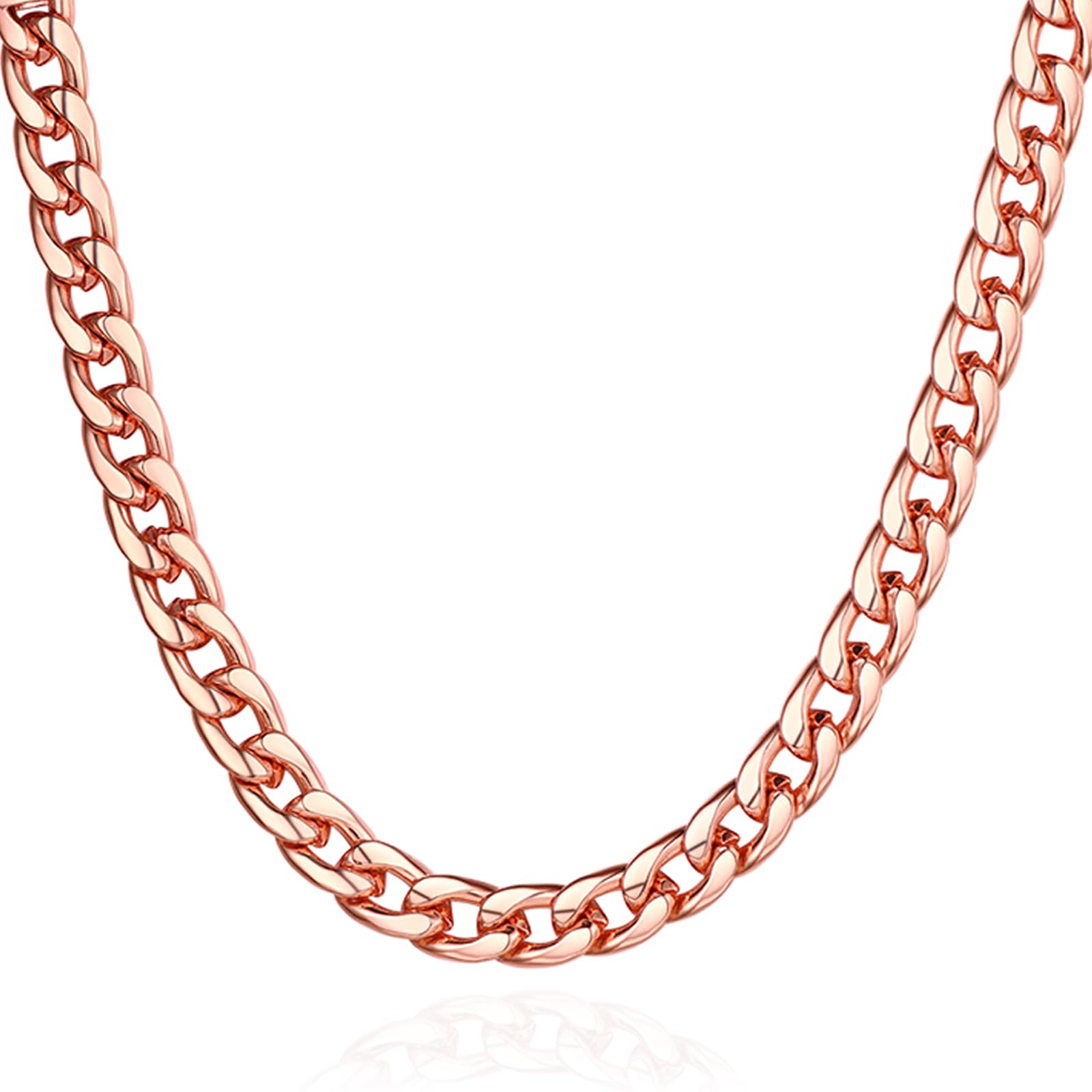 U7 Flat Link for Men Women|Rose Gold Plated 7MM