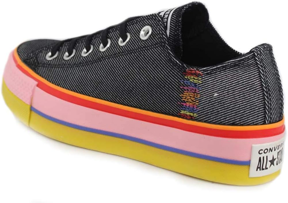 converse rainbow platform shoes