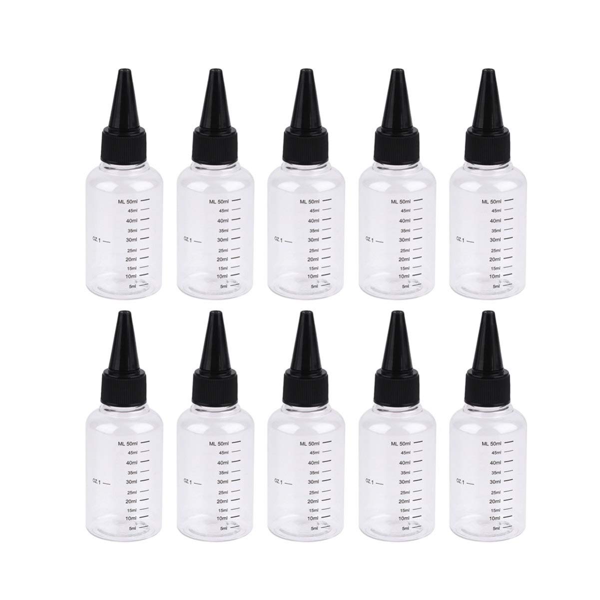 Healifty 10pcs Plastic Small Squeeze Bottles with Twist On Cap Lids for Sauce Condiments Dressing Paint Olive Oil BBQ 60ML