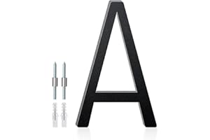 SPNO1-MS 4 Inch Floating Aluminum House Address Numbers Letters, Modern Metal House Numbers for Outside, Black Metal Door Address Letter and Number for Home Garden Office Apartment (A)