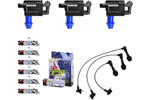 Yoshi Motors Pack of 3 Heavy Duty Ignition Coil and 6 Platinum Spark Plug With Wireset Replacement For Lexus GS300 Toyota IS300 Supra UF228 UF-228 90919-02216 9091902216 4503 7092 L6 3.0