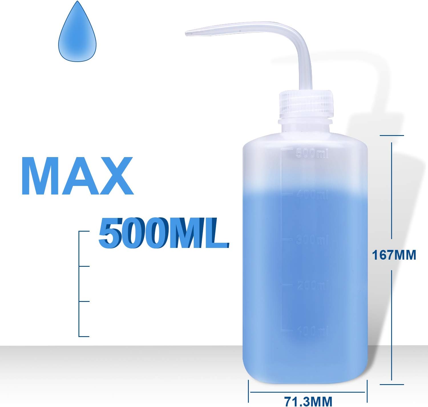 Wash bottle, 3 Pack LDPE Squeeze Bottles, Safe Plastic Low Density Polyethylene Watering Bottle with Narrow Mouth, for Chemistry, Industry, Lab & Gardening, 500ml / 17oz, 250ml / 8.5oz, 150ml / 5.1oz: Home Improvement