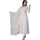 JG JAI GOVINDAM Chikankari Cotton Anarkali Indian Kurti For Women Summer Dress Kurta Pant With Dupatta Set Pakistani Kurta