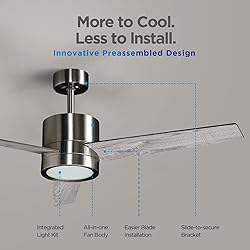 VAGIZM Ceiling Fan 52'' with Light: Modern Remote