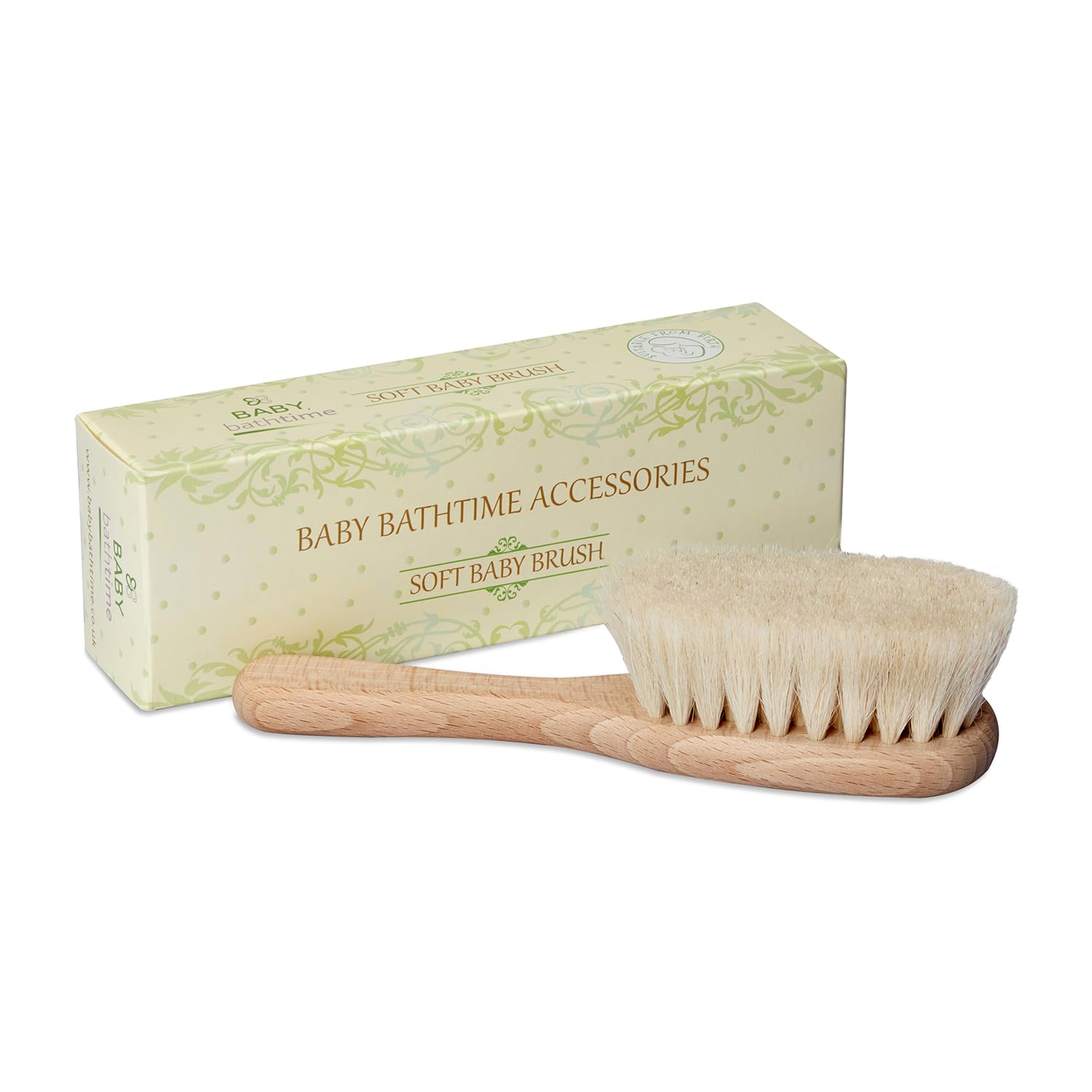 Baby Bathtime Baby Hair Brush Goat Hair Bristles Natural Beechwood Handle Soft Goat's Bristles