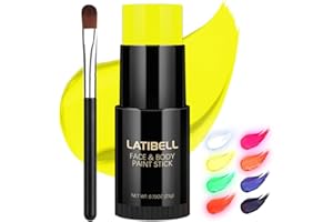 CODACE Yellow Face Paint Sticks UV Body Panit - 0.75 oz Professional Blacklight Reactive Glow Paint for Adult Kids, Oil Foundation Makeup Blendable Sticks, Glow in The Dark Paint Neon Party Supplies