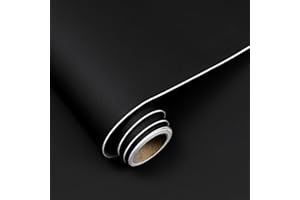 Black Peel and Stick Wallpaper 15.7"x118" Solid Colour Contact Paper Modern Removable Self-Adhesive Vinyl Wallpaper for Room 