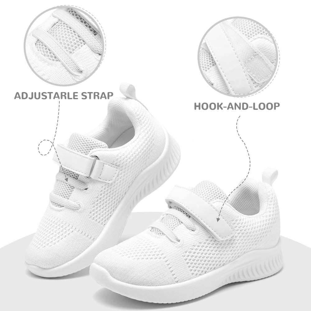 nerteo Girls Cheer Shoes Toddler Boys Kids Sneakers White Running Walking Sports Shoes