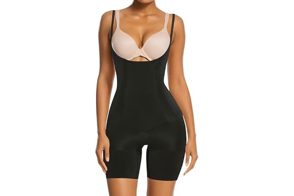 SHAPERX Tummy Control Shapewear for Women Seamless Colombianas Bodysuit Open Bust Mid Thigh Body Shaper Shorts