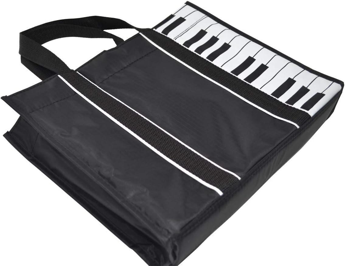 PUNK Piano Keys Music Tote Bag Waterproof Oxford Cloth Handbag Shoulder Tote Shopping Bag with Magnetic Snaps Buckle(Piano Keys-Black) - Image 3