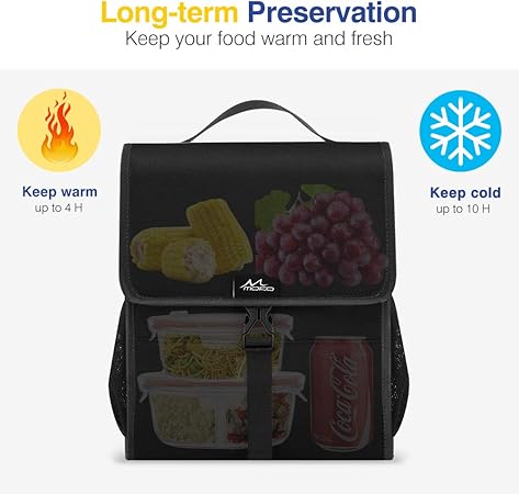 Amazon Com Moko Insulated Lunch Bag Reusable Cooler Tote Bag Collapsible Multi Use Lunch Box Thermal Lunch Sack With Zipper Closure For Travel Picnic School Office Black Kitchen Dining