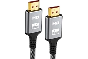 8K HDMI Cable 20FT for Gaming TV Monitor Laptop PS5 Streaming Devices, Braided High Speed 48Gbps Ultra HD Audio Video, 4K/8K/
