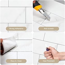 100-Piece White Marble Thick PVC Peel and Stick