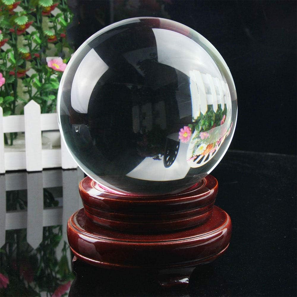 YAOUOFRAM 30 40Mm Transparent Crystal Ball Round Clear Glass Ball with Wood Stand Home Office Decor Craft Gift