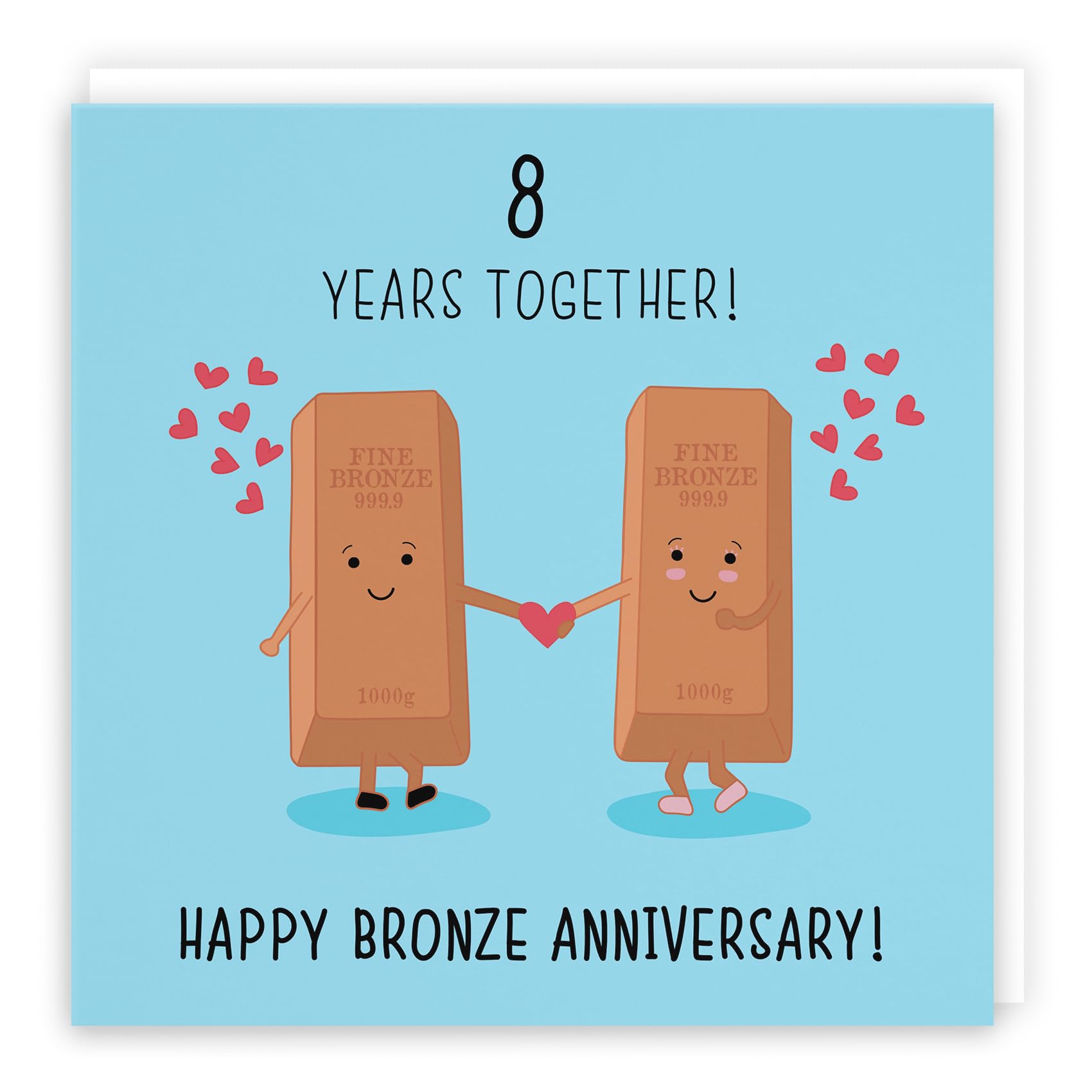 Hunts England - Large 8th Wedding Anniversary Card - Large Size - Bronze Anniversary - Iconic Collection - Large - 210 x 210 mm - 8 Years Cute Anniversary Card For Him, Her, Couples, etc.