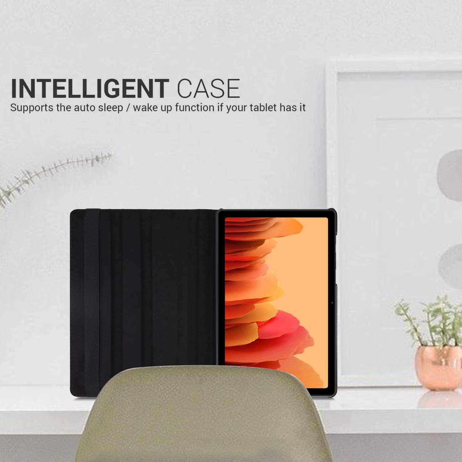 DN Technology Case For Samsung Galaxy Tab A7 10.4 inch 2022/2020 Multi Angle 360° Rotating Smart Folio Protective Tablet Cover (SM-T509/T500/T505/T507) (BLACK) - Image 4