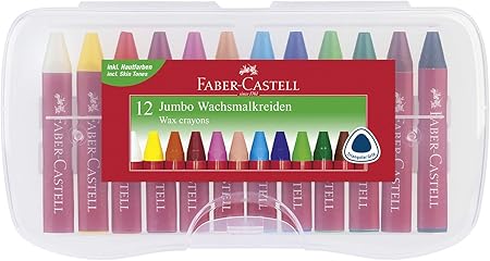 Faber-Castell 120011 - Set de 12 ceras gruesas: Amazon.es: Oficina y papelería