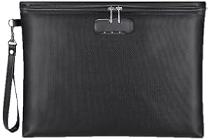 Black Fireproof and Waterproof Document Organizer Bag with Code Lock, Storage Bag Suitable for Business(L)