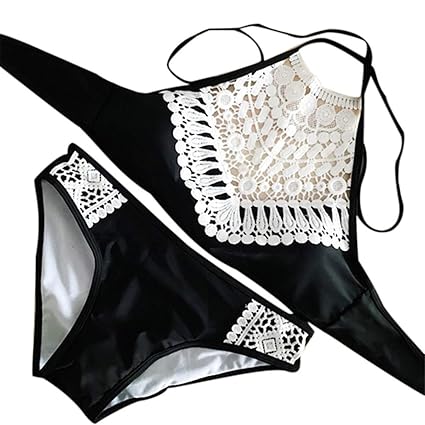 B-commerce Frauen Strand Push-Up Gepolsterter BH Teenager Bikini Badeanzug Set Strand Hängende Hals Bademode