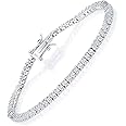 TIKJE 925 Sterling Silver 2-7mm Cubic Zirconia Classic Tennis Bracelet | White Gold Bracelets for Women | Size 6-8.5 inches