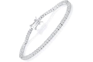 TIKJE 925 Sterling Silver 2-7mm Cubic Zirconia Classic Tennis Bracelet | White Gold Bracelets for Women | Size 6-8.5 inches