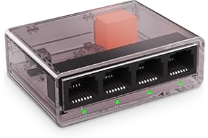 Gigabit Ethernet Splitter 1 to 4 Port, 1000Mbps High-Speed LAN Adapter with USB Cable, Mini Plastic YuLinca Network Hub, Plug