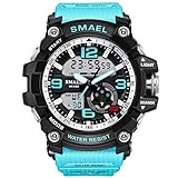 SMAEL Men's Analog Digtal Sport Wrist Watch Dual Quartz Movement Backlight with Water Resistant (Turquoise)
