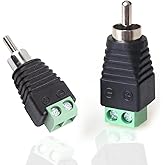 California JOS RCA Cable Audio Adapter, Phono RCA Male Plug to AV Screw Terminal Audio/Video Speaker Wire connectors Solderless Adapter(RCA Male-2pack)