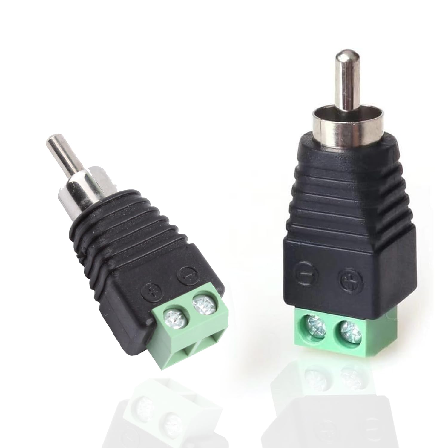 Photo 1 of California JOS Phono RCA Male Plug to AV Screw Terminal Adapter Speaker Wire to Connector for Audio & Video (2-Pack RCA Male Plug)