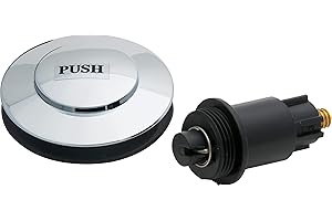 Master Plumber 199TT Clicker Bathtub Drain Plug, 1/4-in Post, Chrome Metal Cap, Toe-Touch Drain Plug