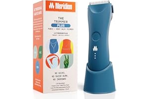 MERIDIAN The Trimmer Plus - Body Hair Trimmer & Waterproof Electric Shaver for Men and Women for Pubic Hair, Chest, Legs & Bikini Line, UBS-C Cable & Charging Dock Included, Ocean