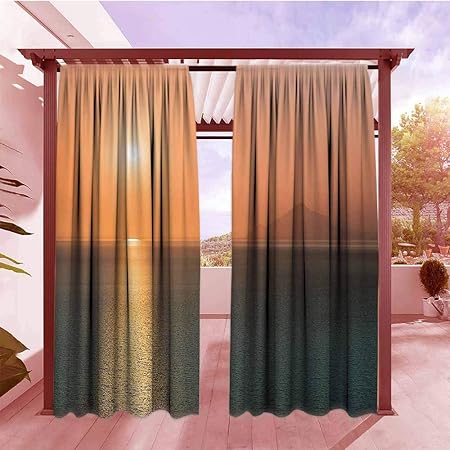 Amazon Com Simple Curtain Burnt Orange Decor Sunrise Over The